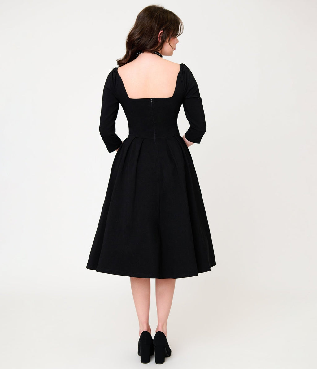 Unique Vintage Black Trim Lamar Swing Dress - Unique Vintage - Womens, DRESSES, SWING
