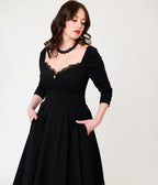 Unique Vintage Black Trim Lamar Swing Dress - Unique Vintage - Womens, DRESSES, SWING