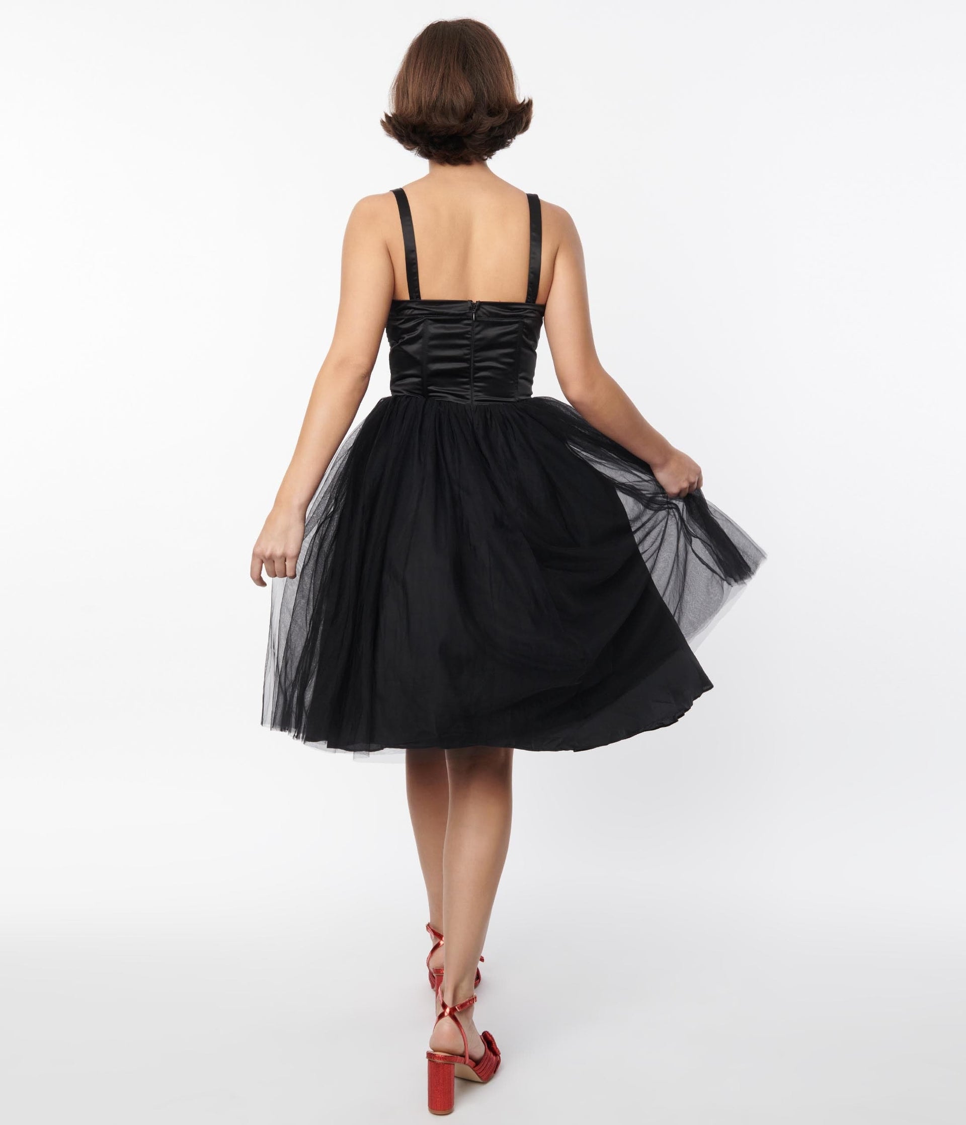 Unique Vintage Black Tulle Swing Dress - Unique Vintage - Womens, DRESSES, PROM AND SPECIAL OCCASION