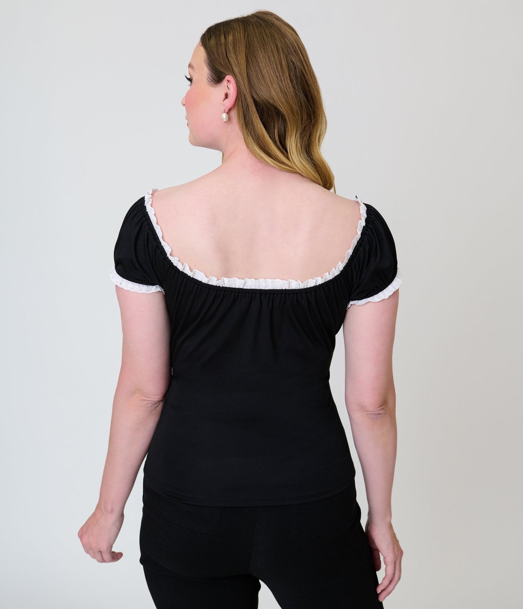 Unique Vintage Black Velvet Bernadette Top - Unique Vintage - Womens, TOPS, KNIT TOPS