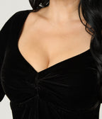 Unique Vintage Black Velvet Front Twist Swing Dress - Unique Vintage - Womens, DRESSES, SWING