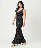 Unique Vintage Black Velvet & Rainbow Sequin Goldwyn Gown - Unique Vintage - Womens, DRESSES, MAXI
