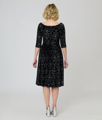 Unique Vintage Black Velvet Skull Print Marceline Swing Dress - Unique Vintage - Womens, DRESSES, SWING