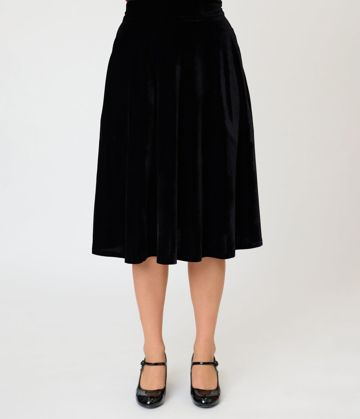Unique Vintage Black Velvet Vivien Swing Skirt - Unique Vintage - Womens, BOTTOMS, SKIRTS