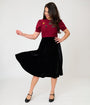 Unique Vintage Black Velvet Vivien Swing Skirt