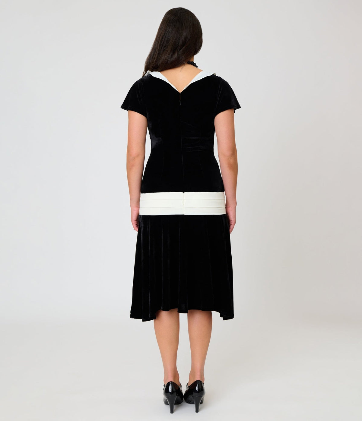 Unique Vintage Black Velvet Wilshire Flapper Dress - Unique Vintage - Flapper