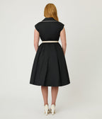 Unique Vintage Black & White Cotton Shirt Swing Dress - Unique Vintage - Womens, DRESSES, SWING