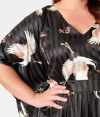 Unique Vintage Black & White Crane Print Burton Caftan - Unique Vintage - Womens, FLAPPER, COATS