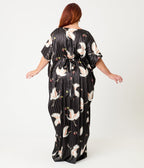Unique Vintage Black & White Crane Print Burton Caftan - Unique Vintage - Womens, FLAPPER, COATS