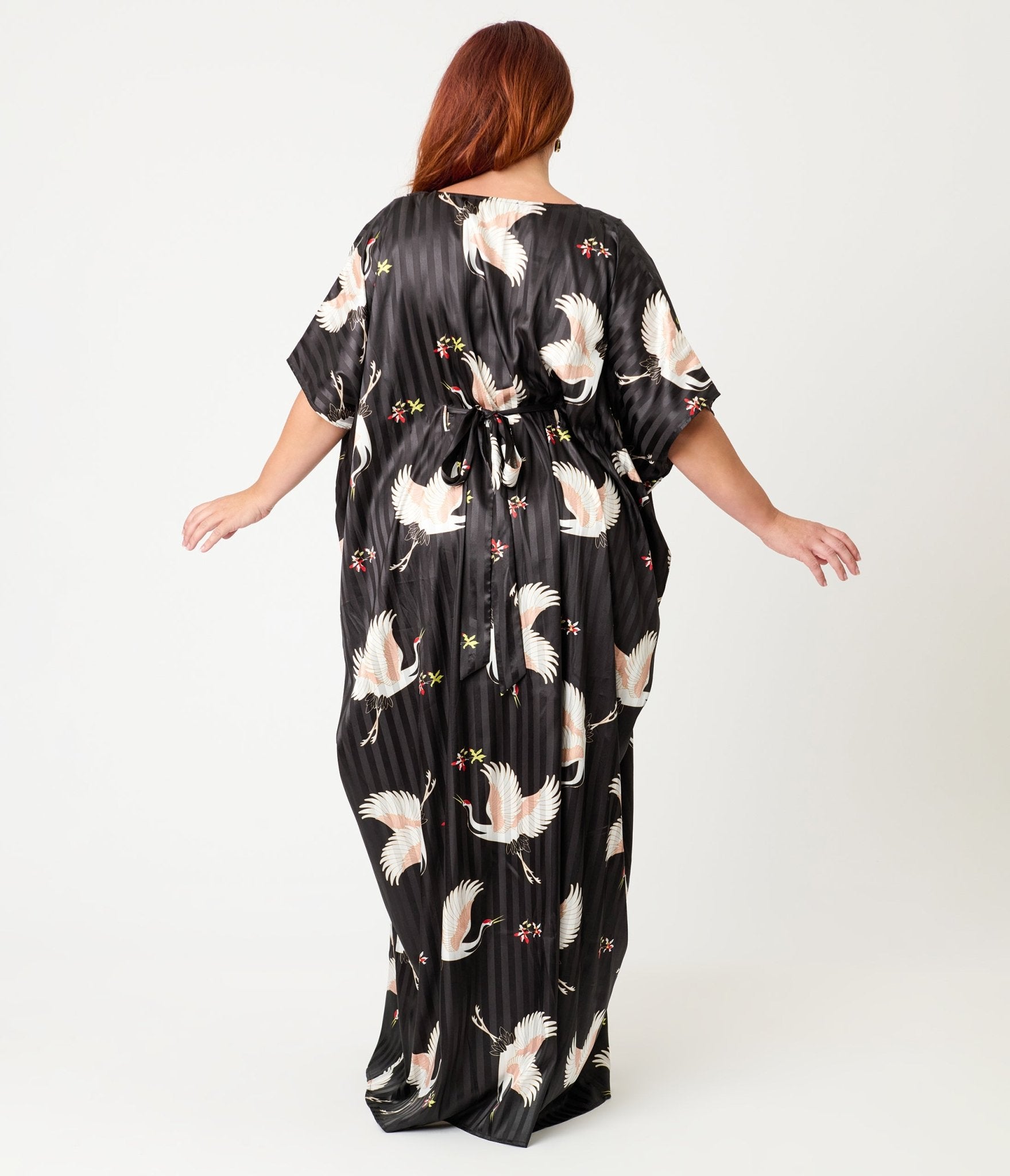 Unique Vintage Black & White Crane Print Burton Caftan - Unique Vintage - Womens, FLAPPER, COATS