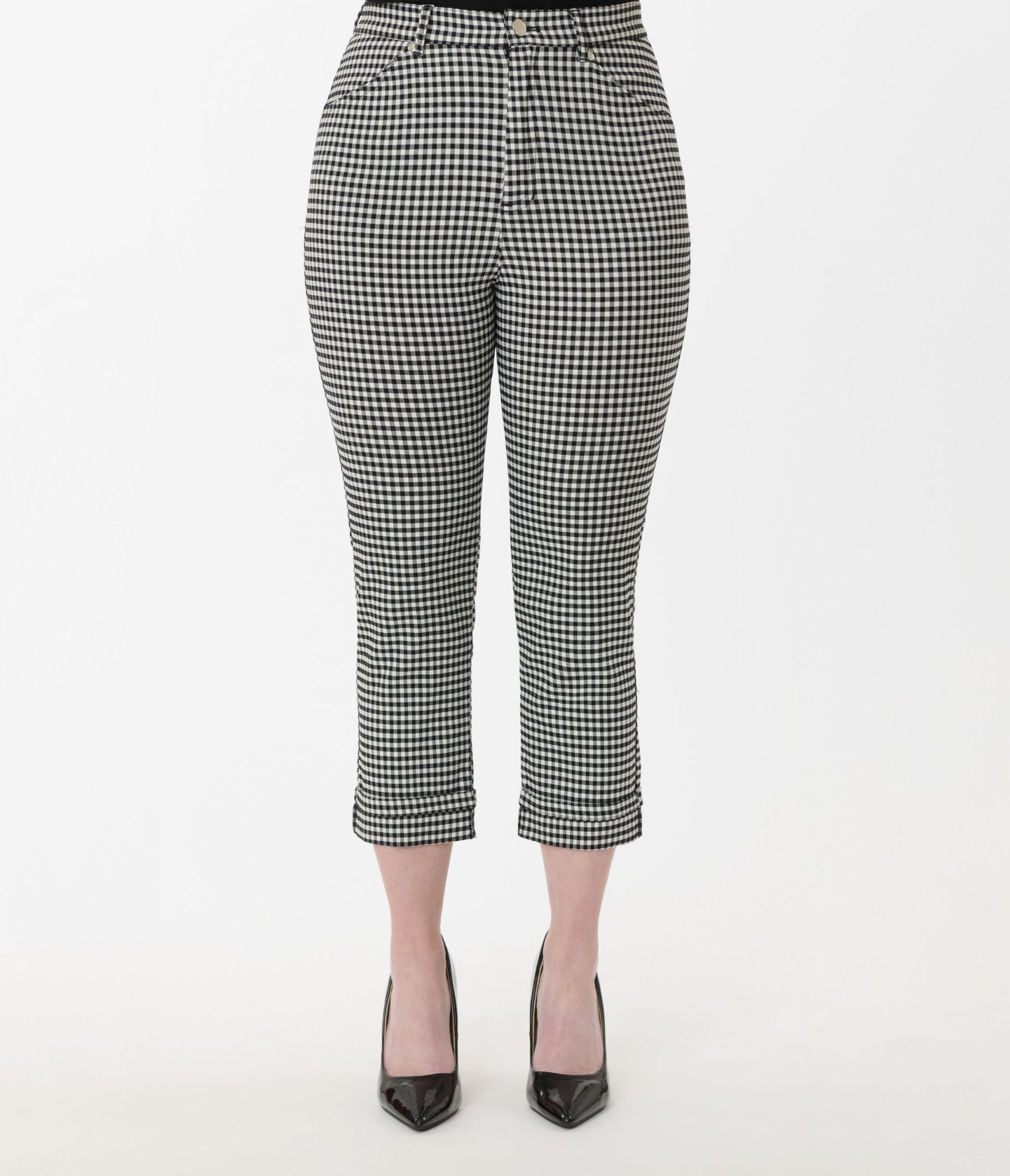 Unique Vintage Black & White Gingham Capris - Unique Vintage - Womens, BOTTOMS, CAPRI