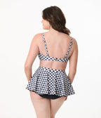 Unique Vintage Black & White Gingham Pin - Up Coronado Swim Skirt - Unique Vintage - Womens, SWIM, BOTTOM