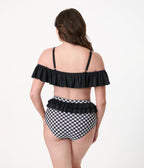 Unique Vintage Black & White Gingham Ruffle Swim Bottom - Unique Vintage - Womens, SWIM, BOTTOM