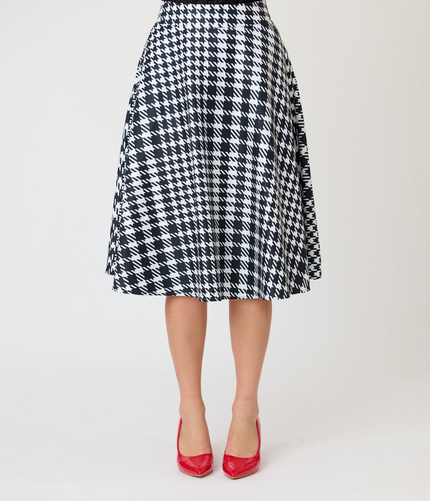 Unique Vintage Black & White Houndstooth Vivian Swing Skirt - Unique Vintage - Womens, BOTTOMS, SKIRTS