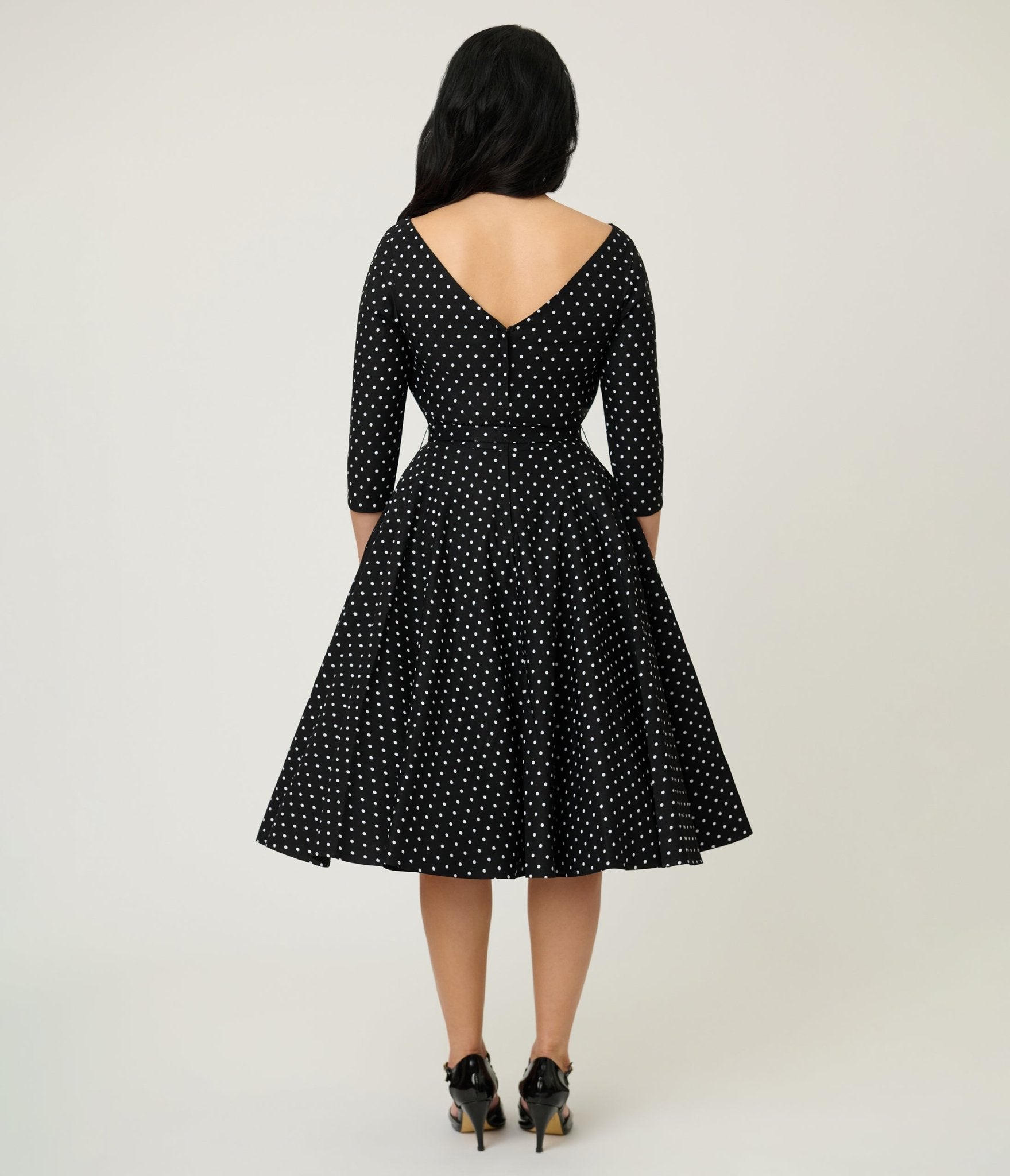 Unique Vintage Black & White Pin Dot Devon Swing Dress - Unique Vintage - Womens, DRESSES, SWING