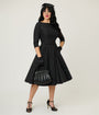 Unique Vintage Black & White Pin Dot Devon Swing Dress