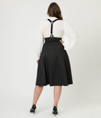 Unique Vintage Black & White Pin Stripe Suspender Swing Skirt - Unique Vintage - Womens, BOTTOMS, SKIRTS