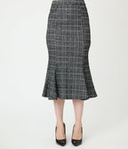 Unique Vintage Black & White Plaid Boucle Trumpet Skirt - Unique Vintage - Womens, BOTTOMS, SKIRTS