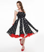 Unique Vintage Black & White Polka Dot Stripe Swing Dress