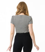 Unique Vintage Black & White Stripe Pentagon Collar Knit Top - Unique Vintage - Womens, TOPS, KNIT TOPS