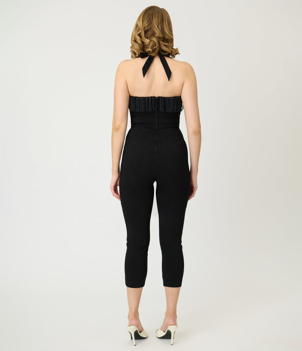 Unique Vintage Black & White Western Maines Jumpsuit - Unique Vintage - Womens, BOTTOMS, ROMPERS AND JUMPSUITS