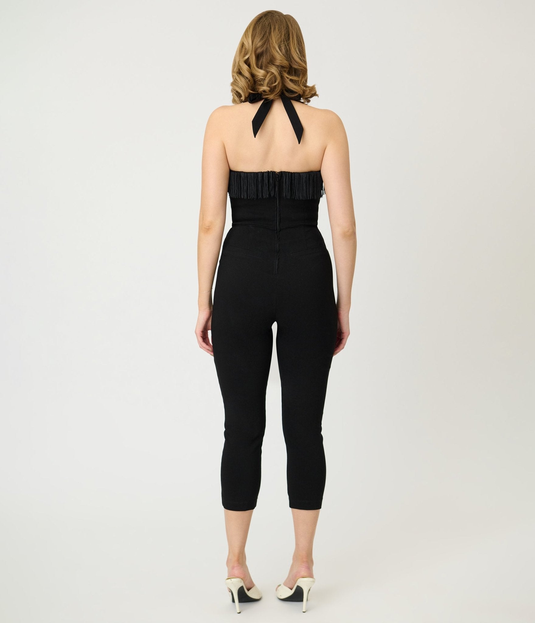 Unique Vintage Black & White Western Maines Jumpsuit - Unique Vintage - Womens, BOTTOMS, ROMPERS AND JUMPSUITS