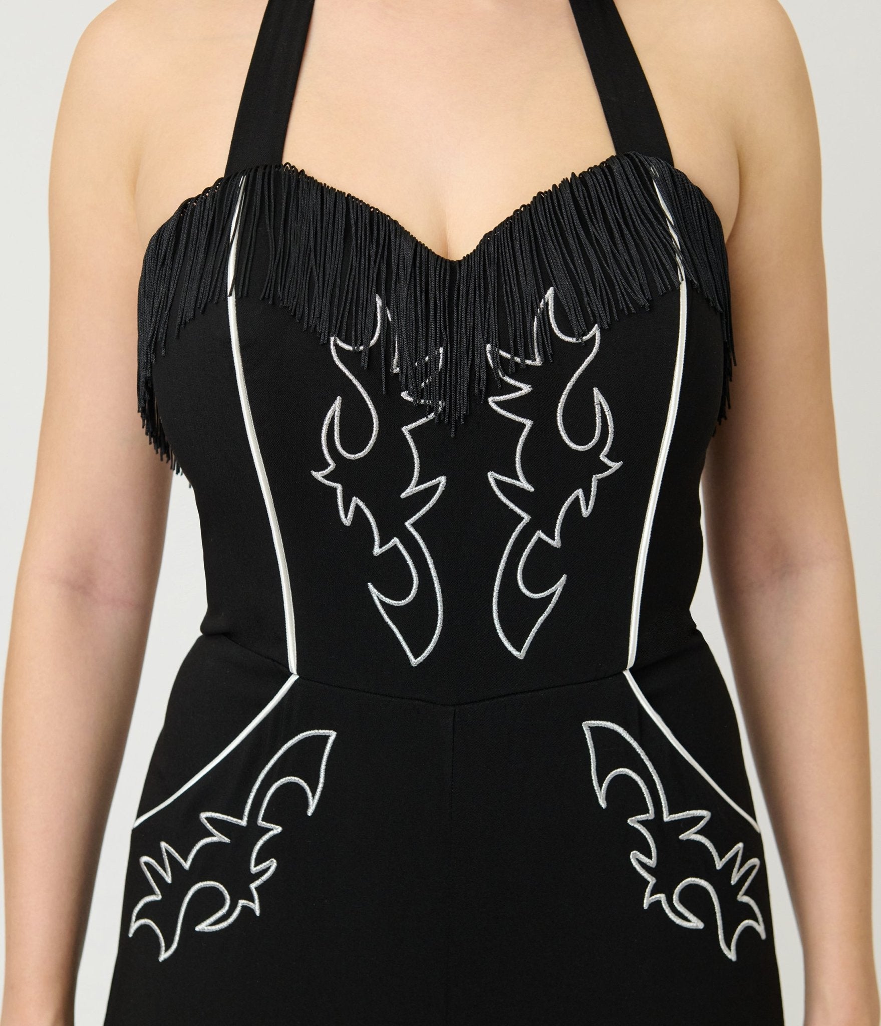 Unique Vintage Black & White Western Maines Jumpsuit - Unique Vintage - Womens, BOTTOMS, ROMPERS AND JUMPSUITS