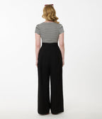 Unique Vintage Black Wide Leg Pleated Pants - Unique Vintage - Womens, BOTTOMS, PANTS