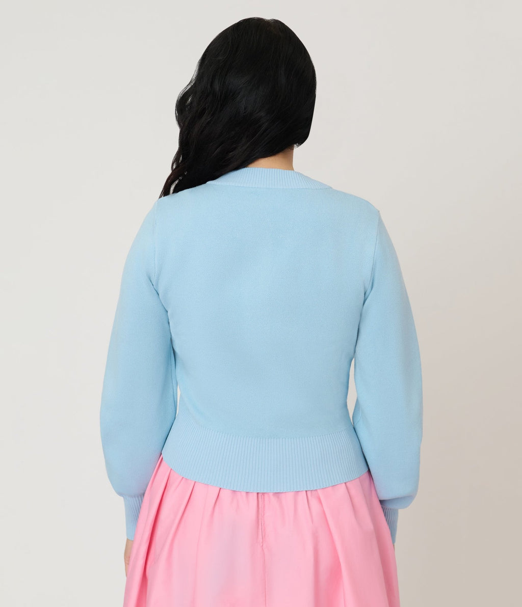 Unique Vintage Blue Bunny Cropped Cardigan - Unique Vintage - Womens, TOPS, SWEATERS