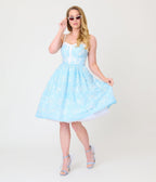 Unique Vintage Blue Butterfly Eyelet Swing Dress - Unique Vintage - Womens, DRESSES, SWING