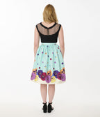 Unique Vintage Blue Dancing Pansies Gellar Swing Skirt - Unique Vintage - Womens, BOTTOMS, SKIRTS