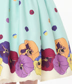 Unique Vintage Blue Dancing Pansies Gellar Swing Skirt - Unique Vintage - Womens, BOTTOMS, SKIRTS