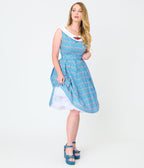 Unique Vintage Blue Gingham & Strawberries Swing Dress - Unique Vintage - Womens, DRESSES, SWING