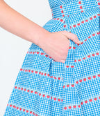Unique Vintage Blue Gingham & Strawberries Swing Dress - Unique Vintage - Womens, DRESSES, SWING