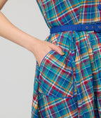 Unique Vintage Blue Madras Plaid Shirt Swing Dress - Unique Vintage - Womens, DRESSES, SWING