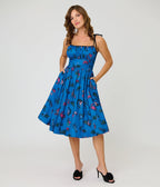 Unique Vintage Blue Sea Creatures Sleeveless Swing Dress - Unique Vintage - Womens, DRESSES, SWING