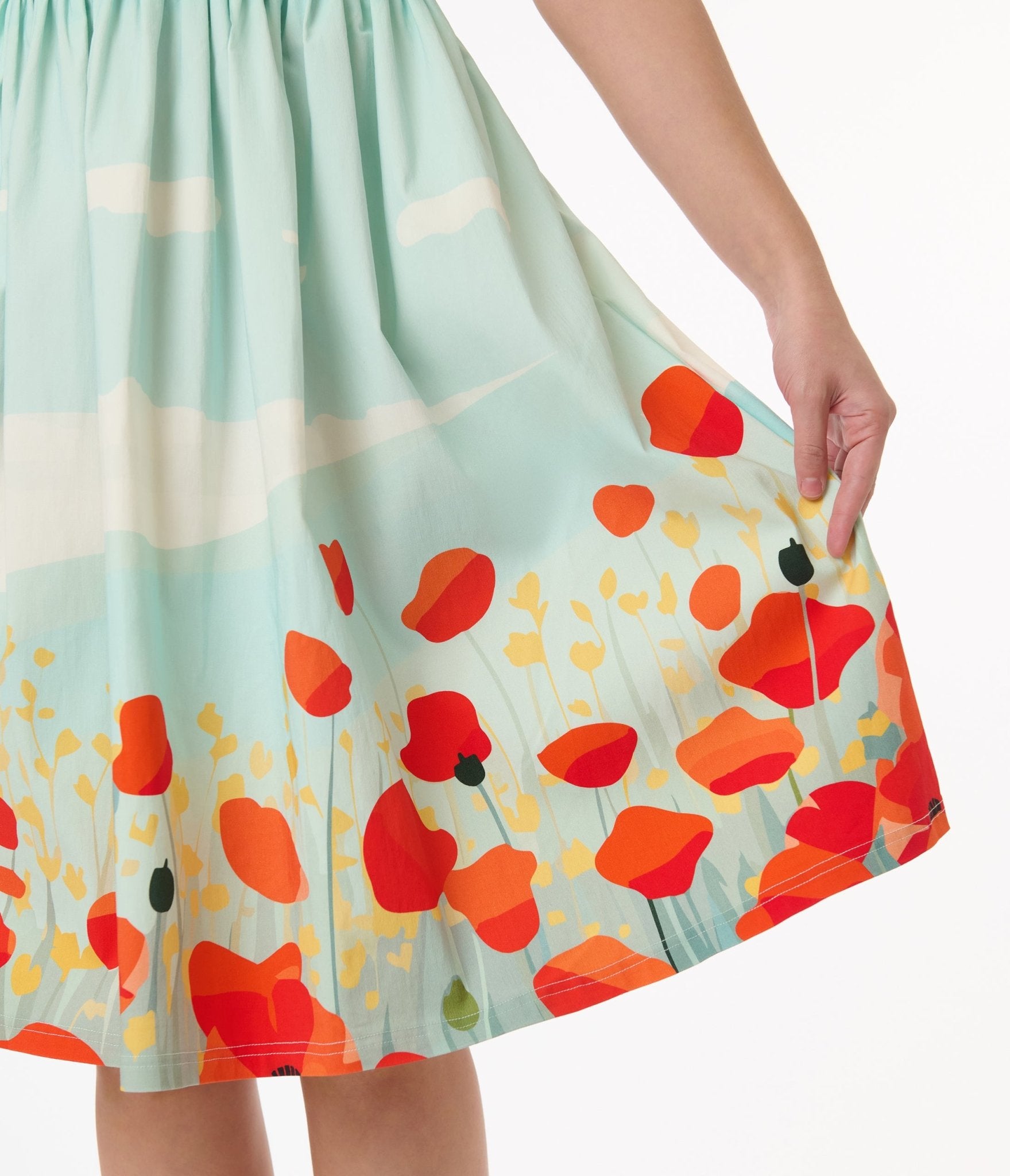Unique Vintage Blue Sky & Poppy Field Sleeveless Swing Dress - Unique Vintage - Womens, DRESSES, SWING