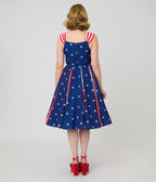 Unique Vintage Blue & Stars Americana Striped Swing Dress - Unique Vintage - Womens, DRESSES, SWING
