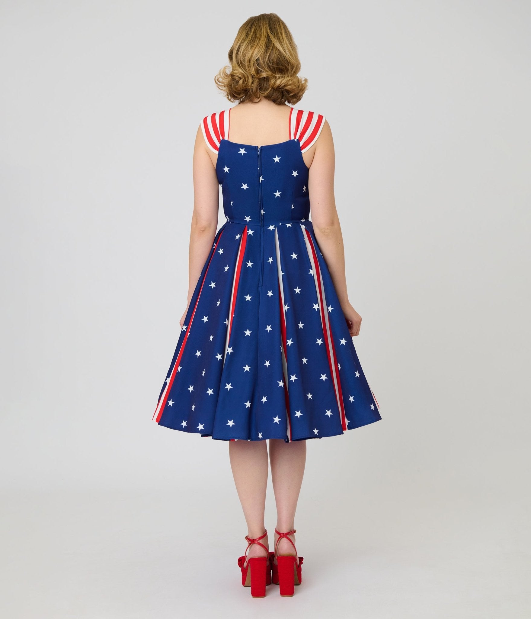 Unique Vintage Blue & Stars Americana Striped Swing Dress - Unique Vintage - Womens, DRESSES, SWING