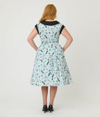 Unique Vintage Blue Stripe & Paris Cafe Print Swing Dress - Unique Vintage - Womens, DRESSES, SWING