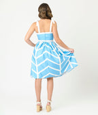Unique Vintage Blue & White Chevron Eyelet Swing Dress - Unique Vintage - Womens, DRESSES, SWING
