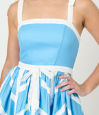 Unique Vintage Blue & White Chevron Eyelet Swing Dress - Unique Vintage - Womens, DRESSES, SWING