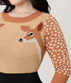 Unique Vintage Brown & Deer Sleeve Minou Sweater - Unique Vintage - Womens, TOPS, SWEATERS