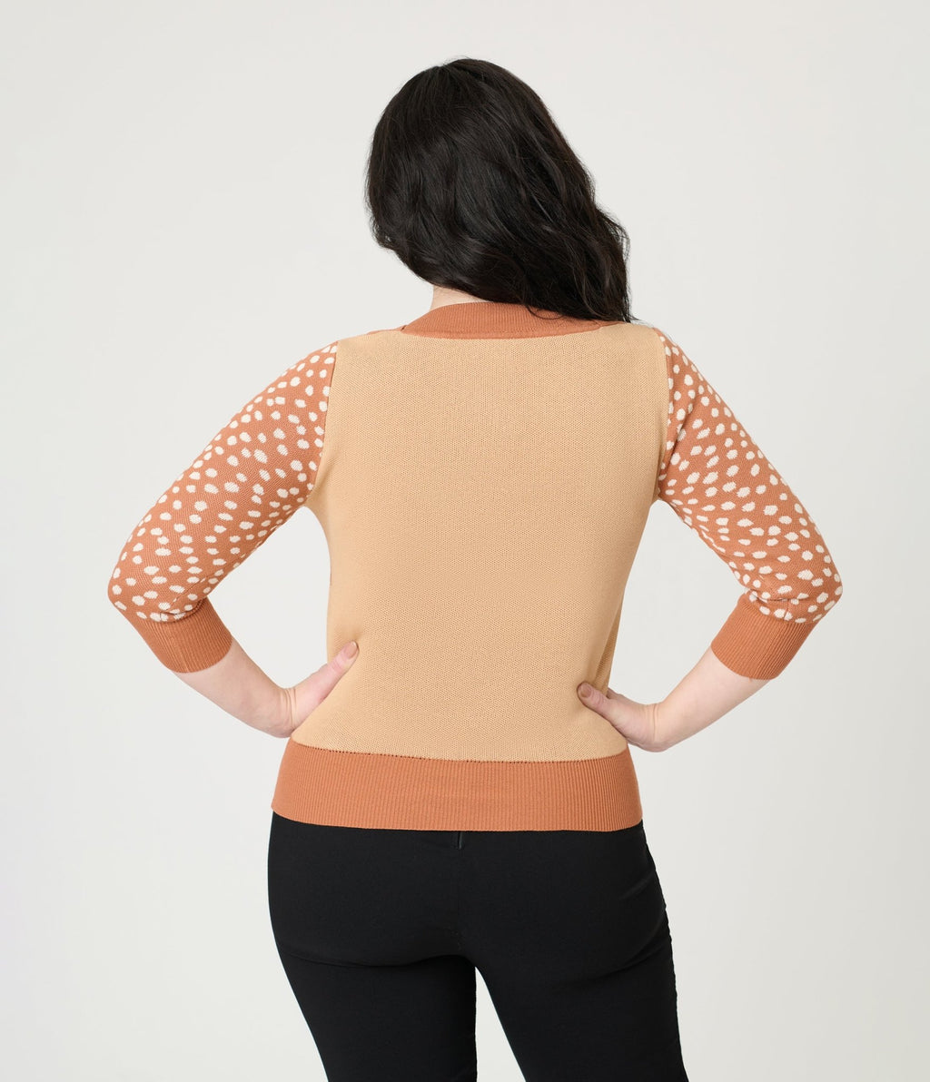 Unique Vintage Brown & Deer Sleeve Minou Sweater - Unique Vintage - Womens, TOPS, SWEATERS