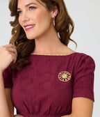 Unique Vintage Burgundy Celestial Pin Swing Dress - Unique Vintage - Womens, DRESSES, SWING
