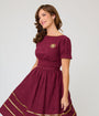 Unique Vintage Burgundy Celestial Pin Swing Dress