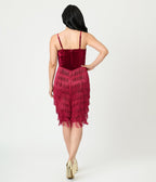 blue dress for baby girl Unique Vintage Burgundy Chevron Fringe Pencil Dress