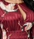 Unique Vintage Burgundy Crane Flutter Sleeve Caftan - Unique Vintage - Womens, DRESSES, MAXI