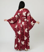 Unique Vintage Burgundy Crane Flutter Sleeve Caftan - Unique Vintage - Womens, DRESSES, MAXI
