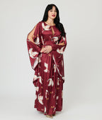 Unique Vintage Burgundy Crane Flutter Sleeve Caftan - Unique Vintage - Womens, DRESSES, MAXI